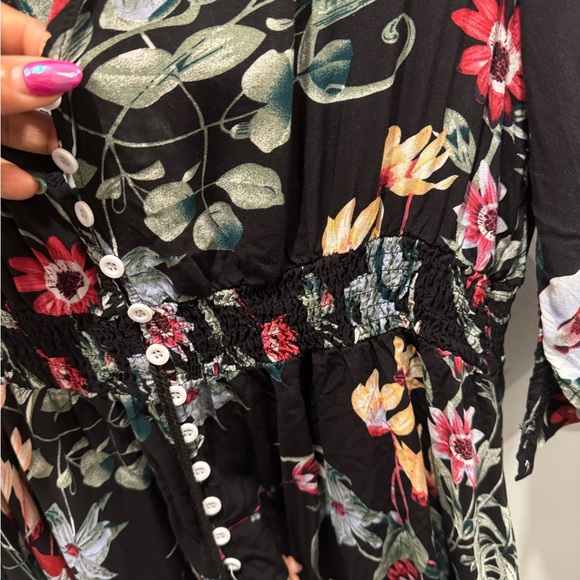 Size 12/XL Floral Maxi Dress with Buttons - Picture 4 of 4